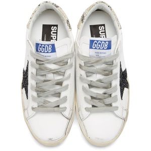 Golden Goose White Python Tab Superstar Sneakers